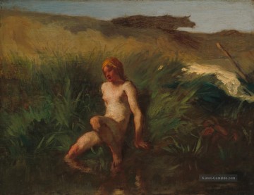  den Malerei - Die Badende Barbizon Naturalismus Realismus Bauern Jean Francois Millet
